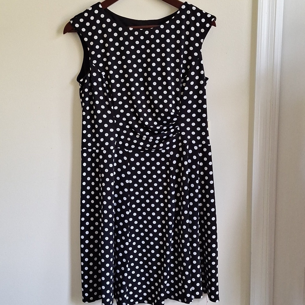 Perceptions Black and White Polka Dot Mini Dress Size 8P - Picture 4 of 9
